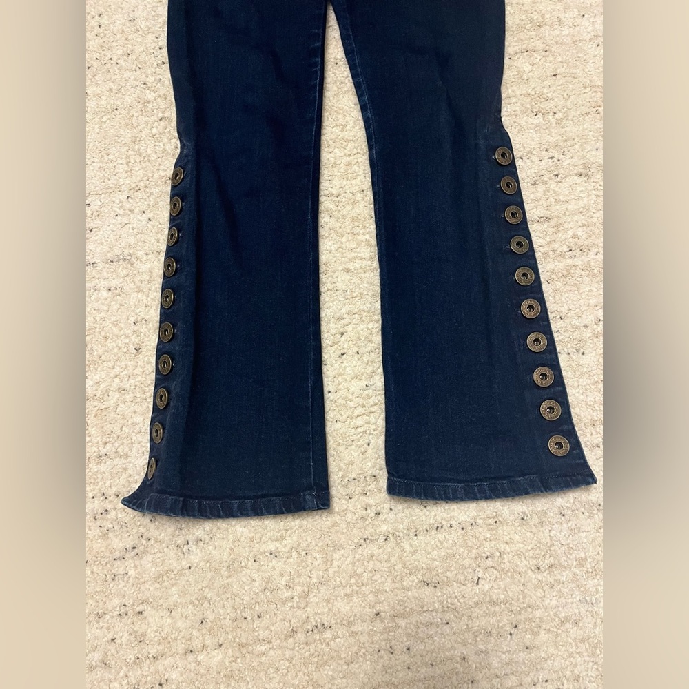 Chloe Dark Navy Button-Trim Women's Jeans - Picture 3 of 5